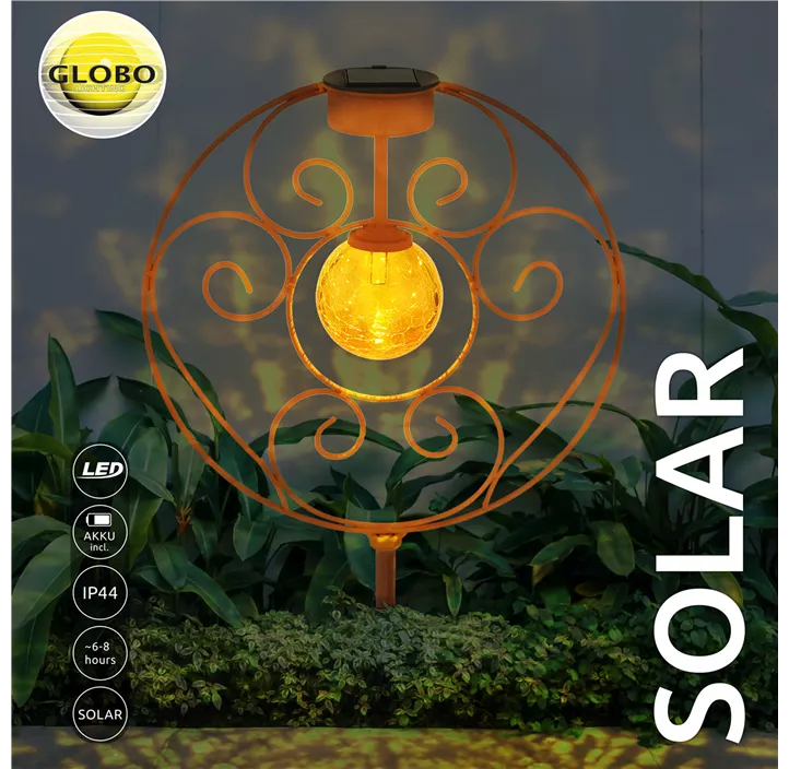 Solarleuchte Scheibe mit Glaskugel und Dekorbögen