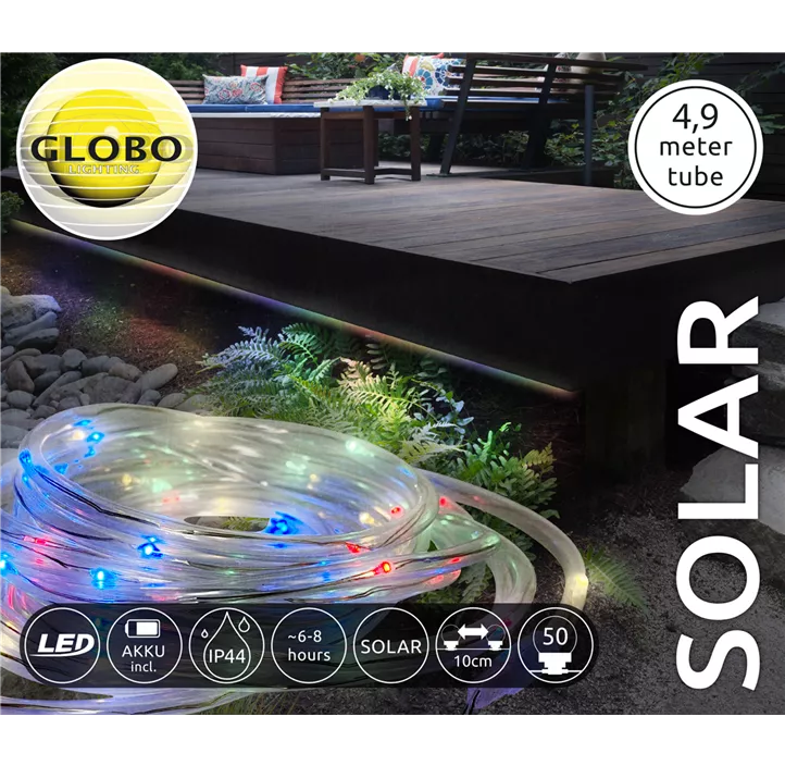 Solar-Lichterschlauch bunt, 50 LEDs
