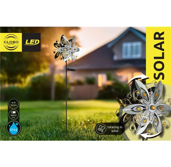 Solar-Steckleuchte Blume silbergrau