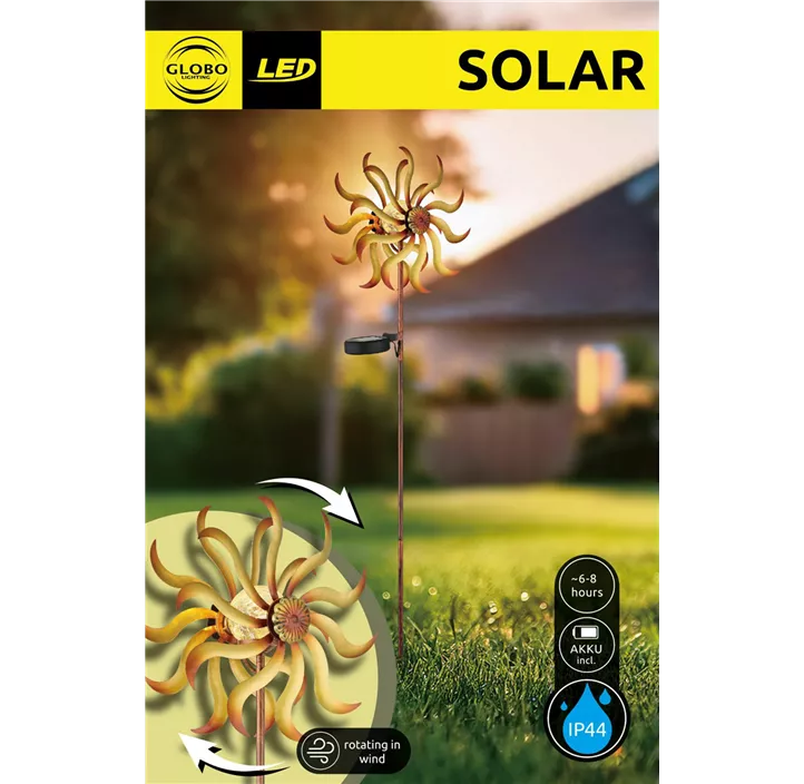 Solar-Steckleuchte Windmühle gold