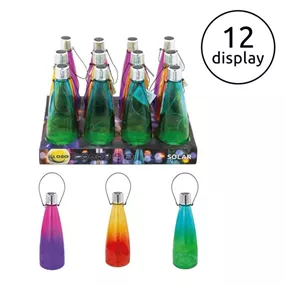Solarleuchte Glas Flaschen in 3 verschiedenen Farben