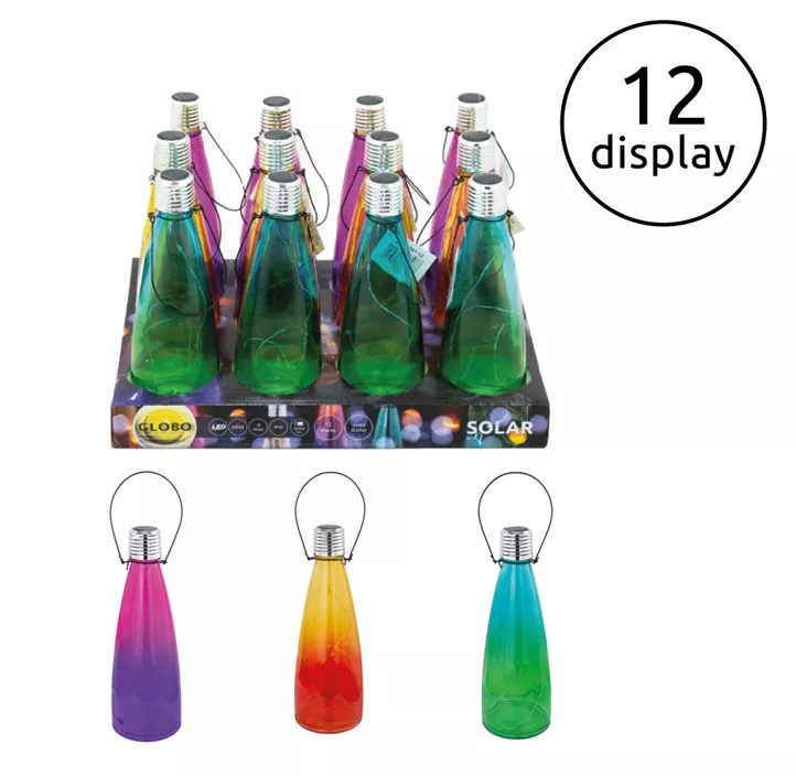 Solarleuchte Glas Flaschen in 3 verschiedenen Farben