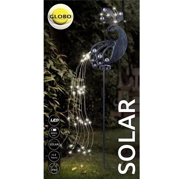 Solarleuchte Pfau auf Stab