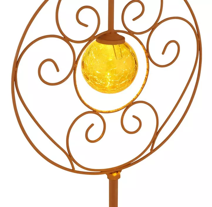 Solarleuchte Scheibe mit Glaskugel und Dekorbögen