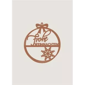 Holzgrußkarte Kugel 'Frohe Weihnachten'