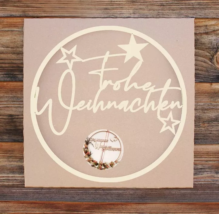 Holzring 'Frohe Weihnachten' Sterne