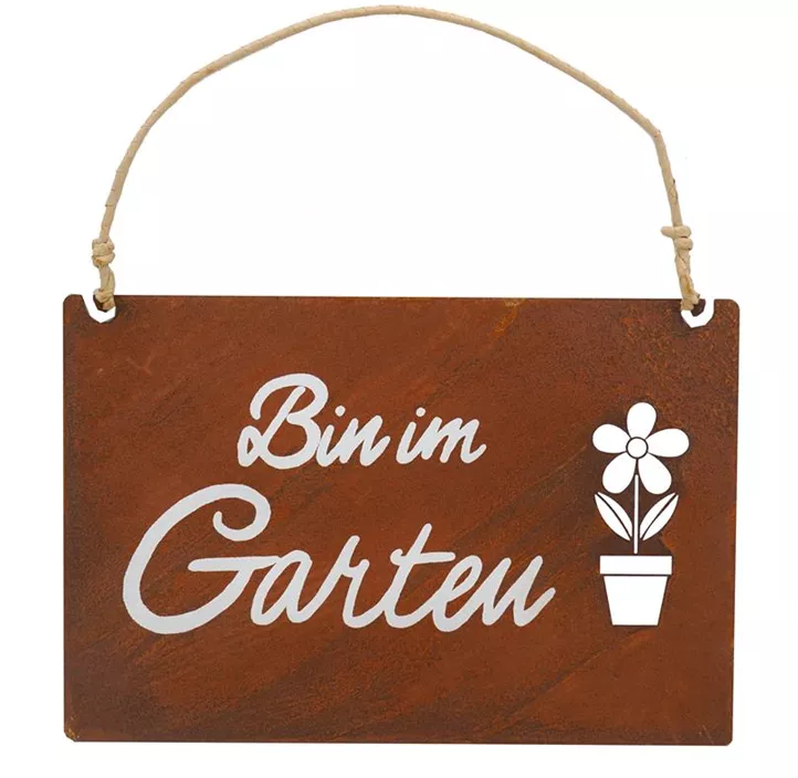 Tafel 'Bin im Garten'