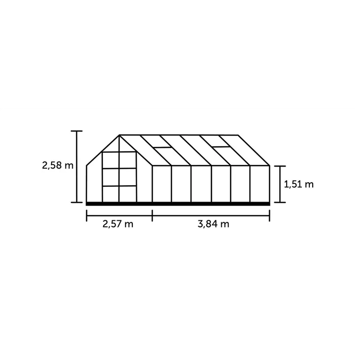mit 3 mm Sicherheitsglas, 384 x 257 x 151 cm