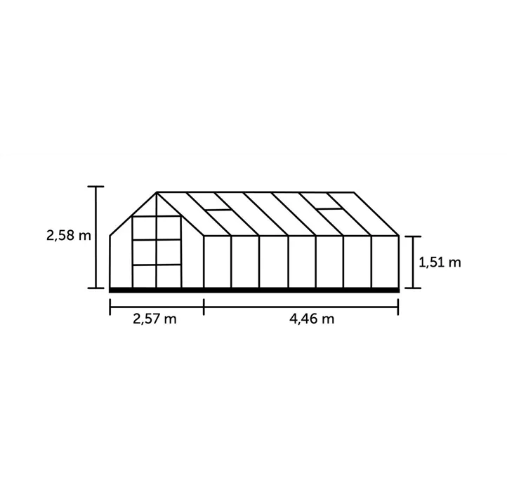 mit 3 mm Sicherheitsglas, 446 x 257 x 230 cm