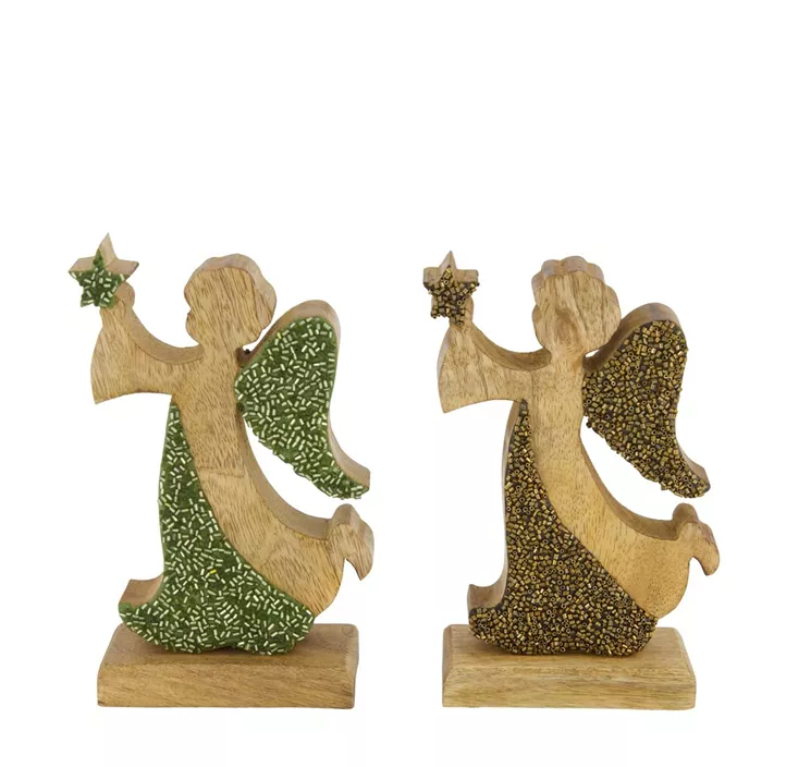 Engel aus Holz mit Perlen