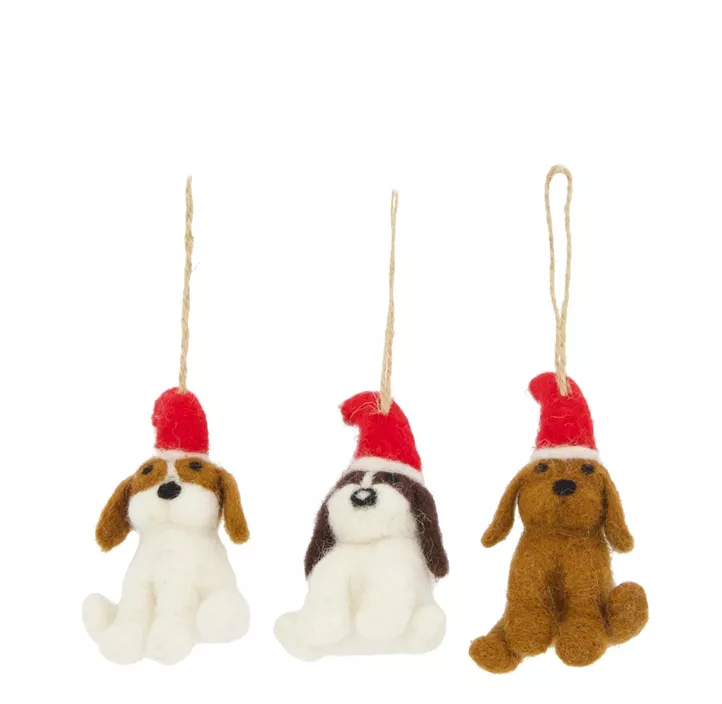 Hänger Hund mit Weihnachtsmütze