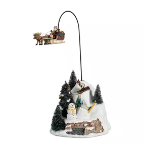 Szene Fliegender Santa mit Landschaft