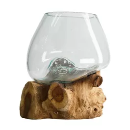 Teakholz mit Glas
