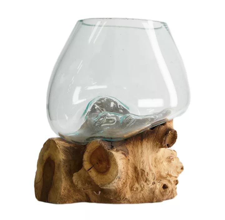 Teakholz mit Glas