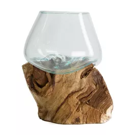 Teakwurzel mit Glas