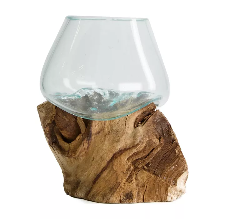 Teakwurzel mit Glas