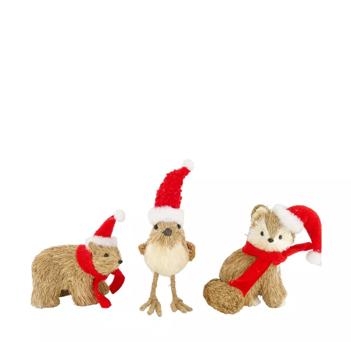 Tierfigur mit Weihnachtsmütze