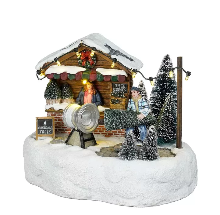 Szene Weihnachtsbaumverkauf batteriebetr.
