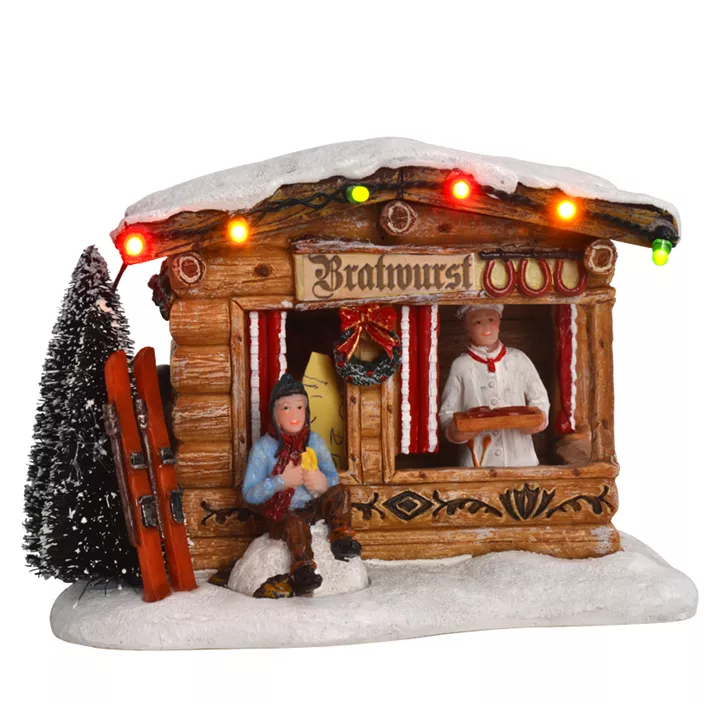 Szene Weihnachtsstand Bratwurst batteriebetr.