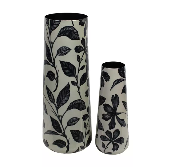 Vase Metall schwarze Blätter