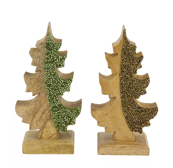 Weihnachtsbäumchen Holz mit Perlen