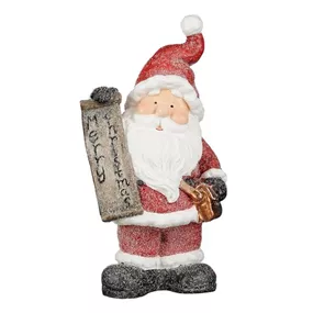 Weihnachtsmann mit Schild Merry Christmas