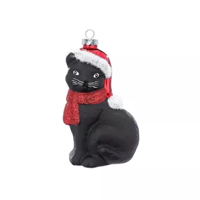 Glasfigur schwarzer Kater