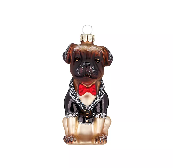 Glasfigur Mops im Frack