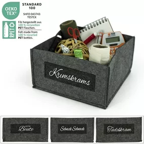 Aufbewahrungskörbchen Filz mit Schrift Aufbewahrungskörbchen Filz mit Schrift