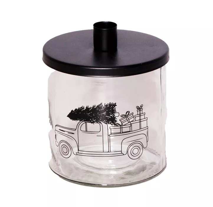 Glasvase mit Kerzenhalter
