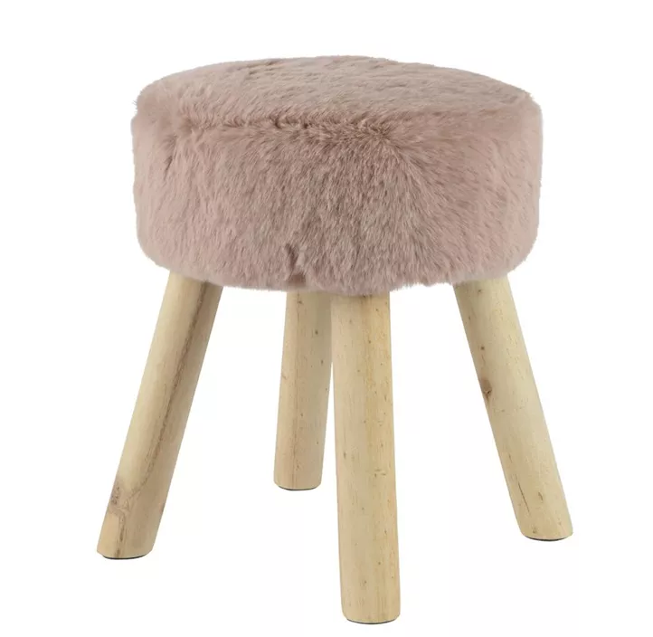 Hocker mit Kunstfell
