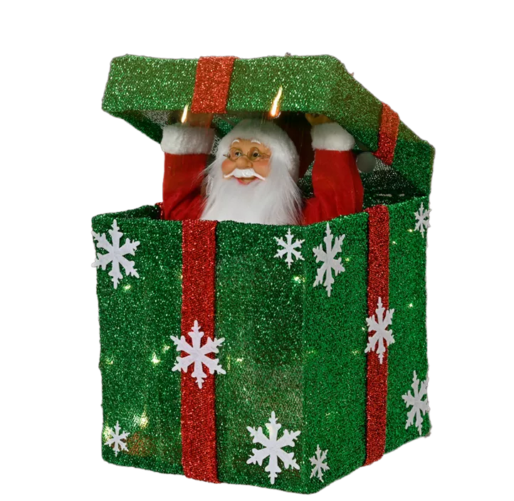 LED Weihnachtsmann im Geschenk