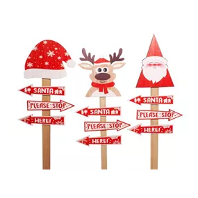 Rentier/Mütze/Santa Stecker aus Holz, 3er Set