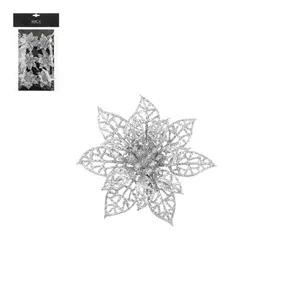 Poinsettienblüte mit Clip 6er Packung