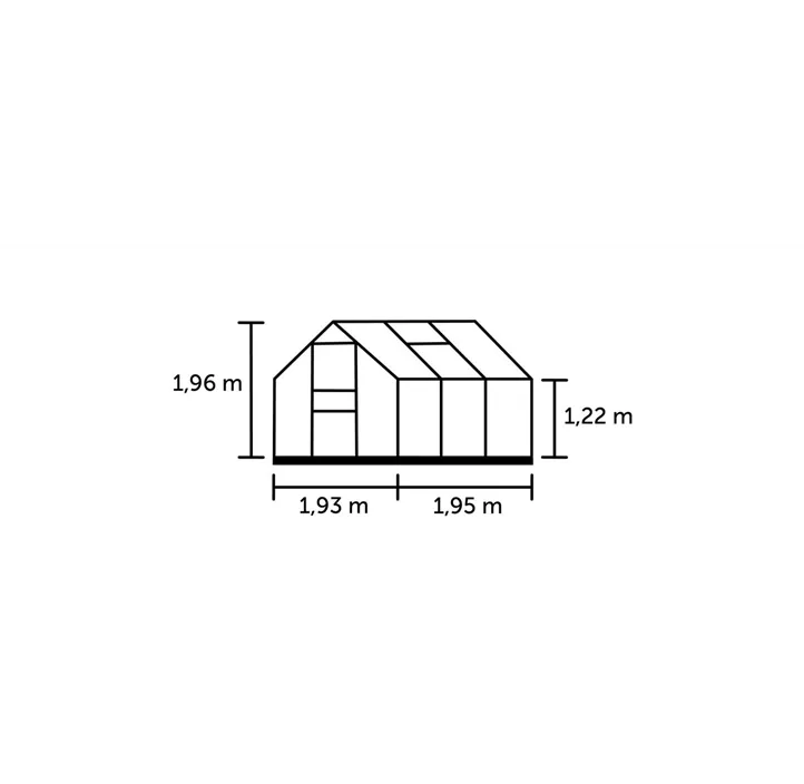 mit 3 mm Blankglas, 195 x 193 x 122 cm