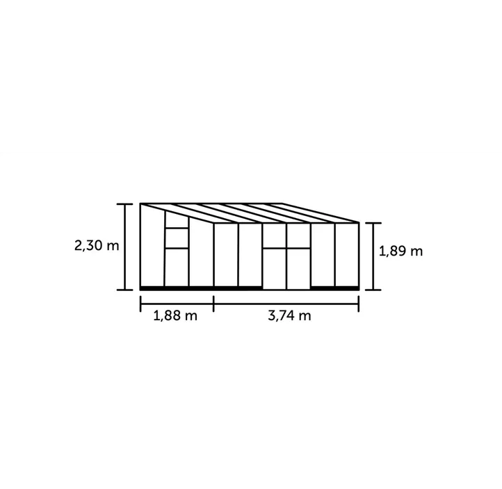 mit 3 mm Sicherheitsglas, 188 x 251 x 189 cm