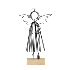 Engel aus Eisendraht auf Holz