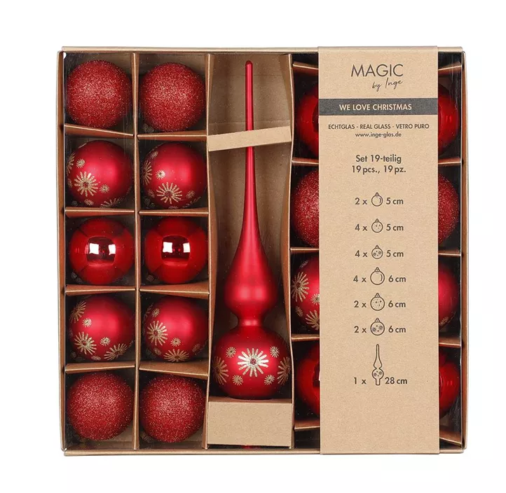 Glaskugelsortiment mit Spitze 19 Stk/Packung