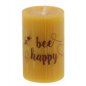 Stumpenkerze Bienenwachs Bee Happy
