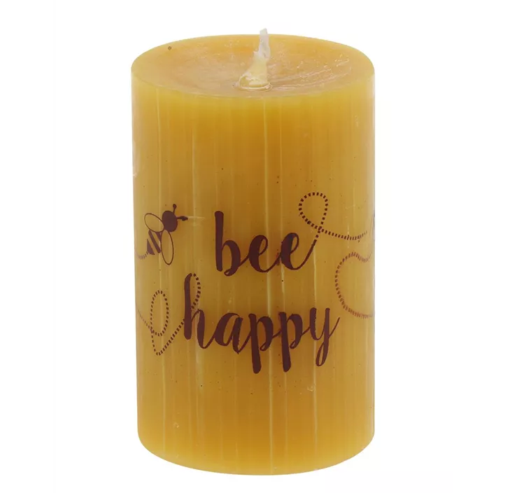 Stumpenkerze Bienenwachs Bee Happy Stumpenkerze Bienenwachs Bee Happy