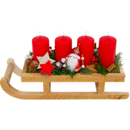 Adventschlitten mit 4 Kerzen