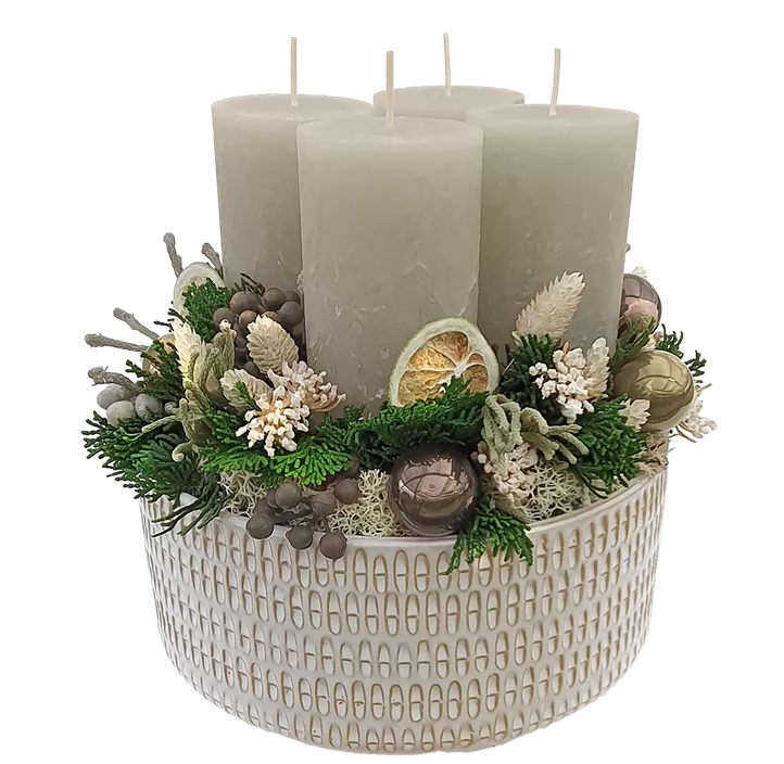 Adventgesteck mit 4 Stumpenkerzen