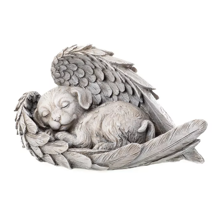 Grabdeko Hund in Engelsflügeln Grabdeko Hund in Engelsflügeln