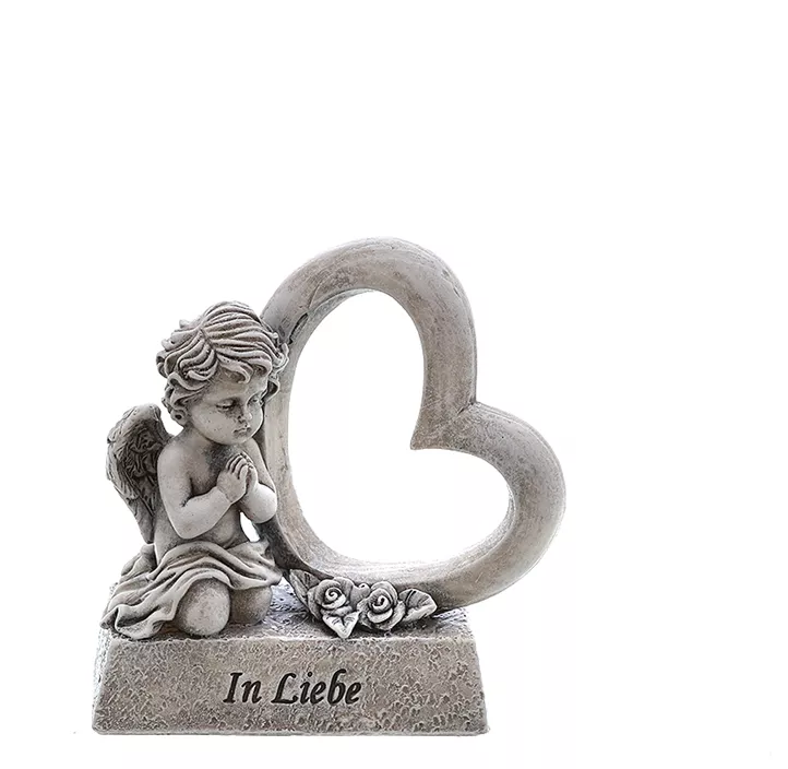 Grabdeko Engel mit Herz & Rosen Grabdeko Engel mit Herz & Rosen