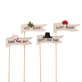 Holzstecker Fahne Silvester