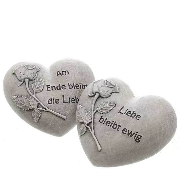 Grabdeko Herz mit Rose und Spruch