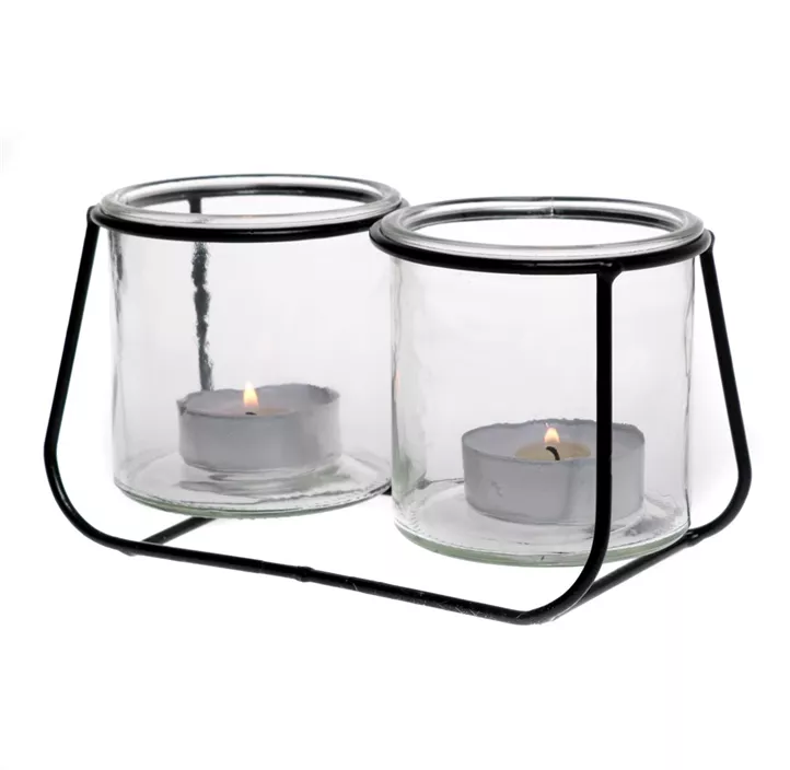 Teelichtgläser mit Metallgestell Teelichtgläser mit Metallgestell