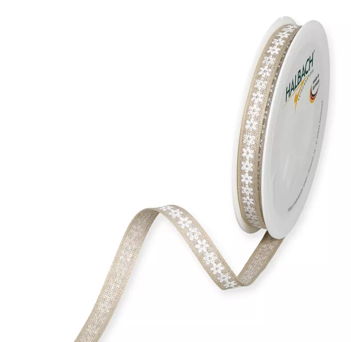 Leinen Druckband Blümchen