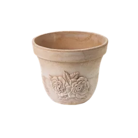 Blumentopf mit Rosenmuster