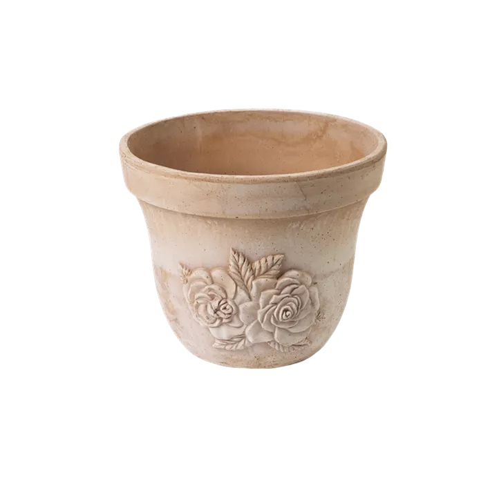Blumentopf mit Rosenmuster Blumentopf mit Rosenmuster